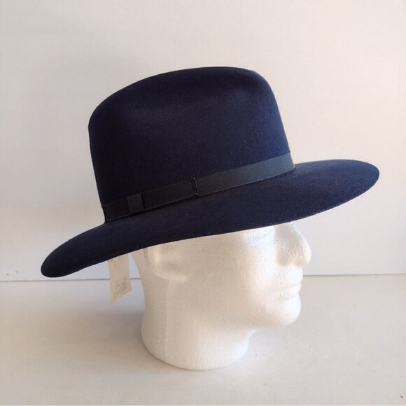 NWT Vintage Madcaps Womens Navy Blue Fedora 22" Diameter 100% Genuine Fur - Picture 1 of 12